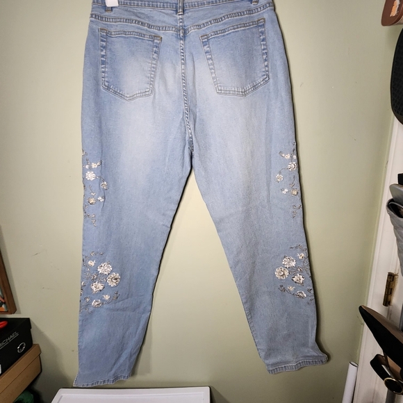Lana Erica light blue embroidered jeans size 14 y2k 90's vibe jeans floral - Picture 6 of 11